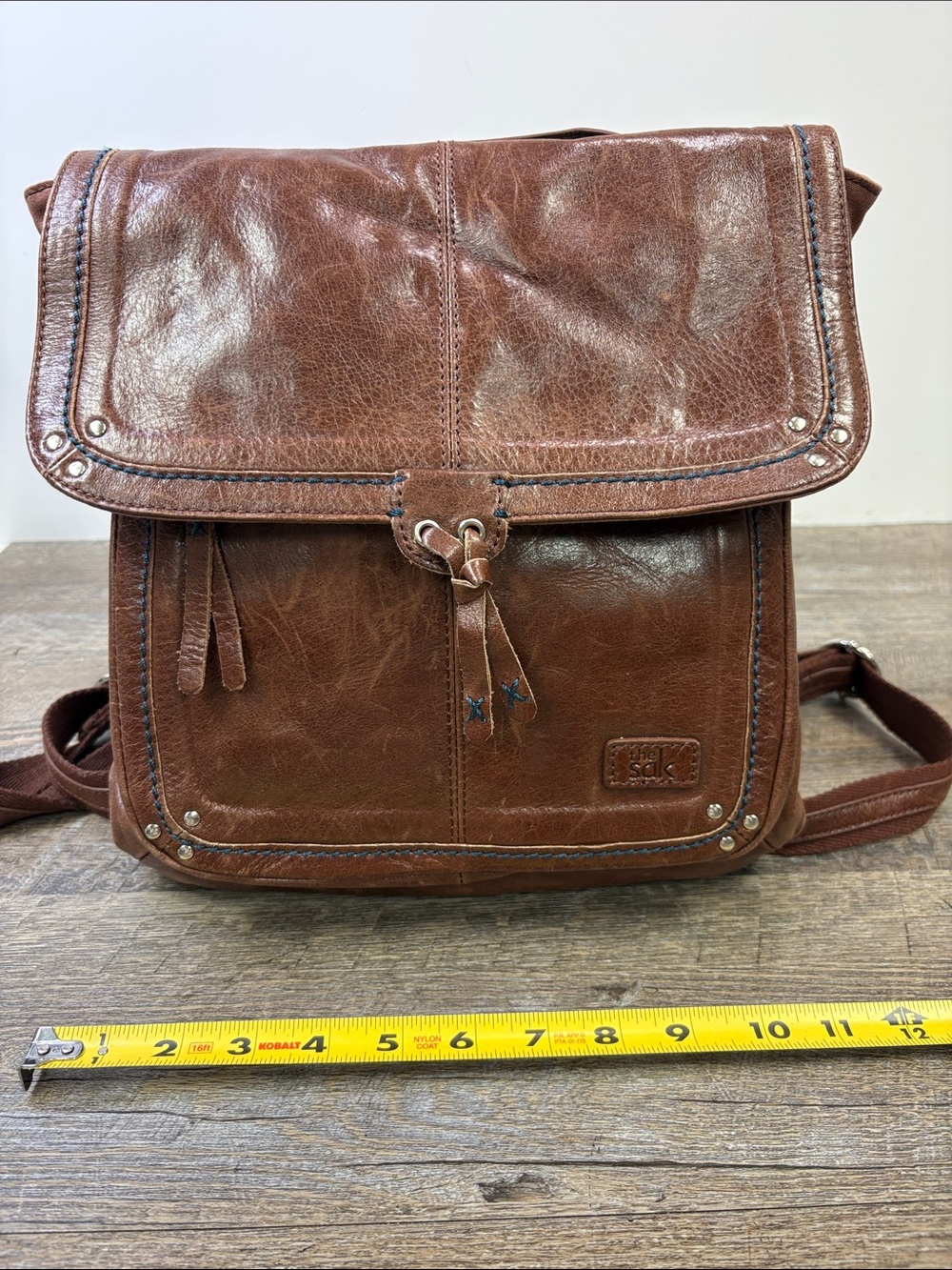 The Sak Brown Leather Convertible Backpack Crossbody Bag - Picture 12 of 14